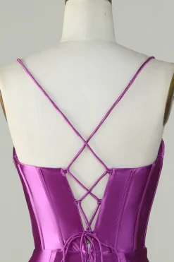 Roxo Escuro Cintas de Espaguete Sereia Vestido de Baile
