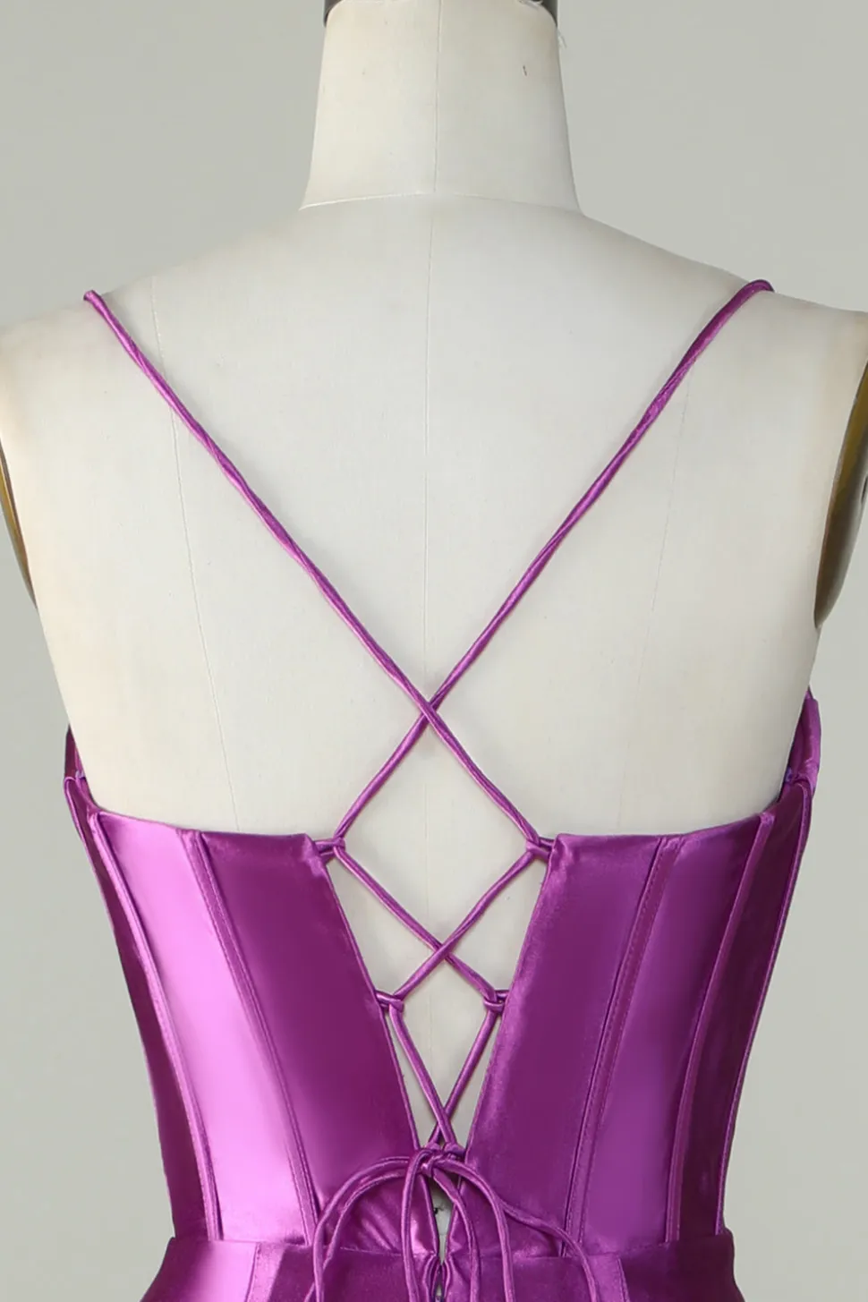 Roxo Escuro Cintas de Espaguete Sereia Vestido de Baile