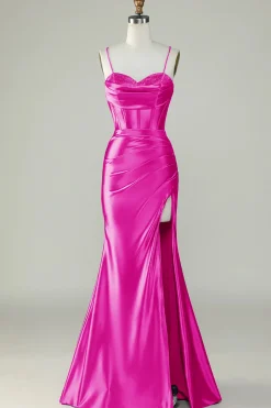 Roxo Escuro Cintas de Espaguete Sereia Vestido de Baile