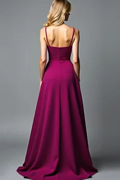 Roxo Escuro Irregular Uma Linha Esparguete Correias Vestido Formal