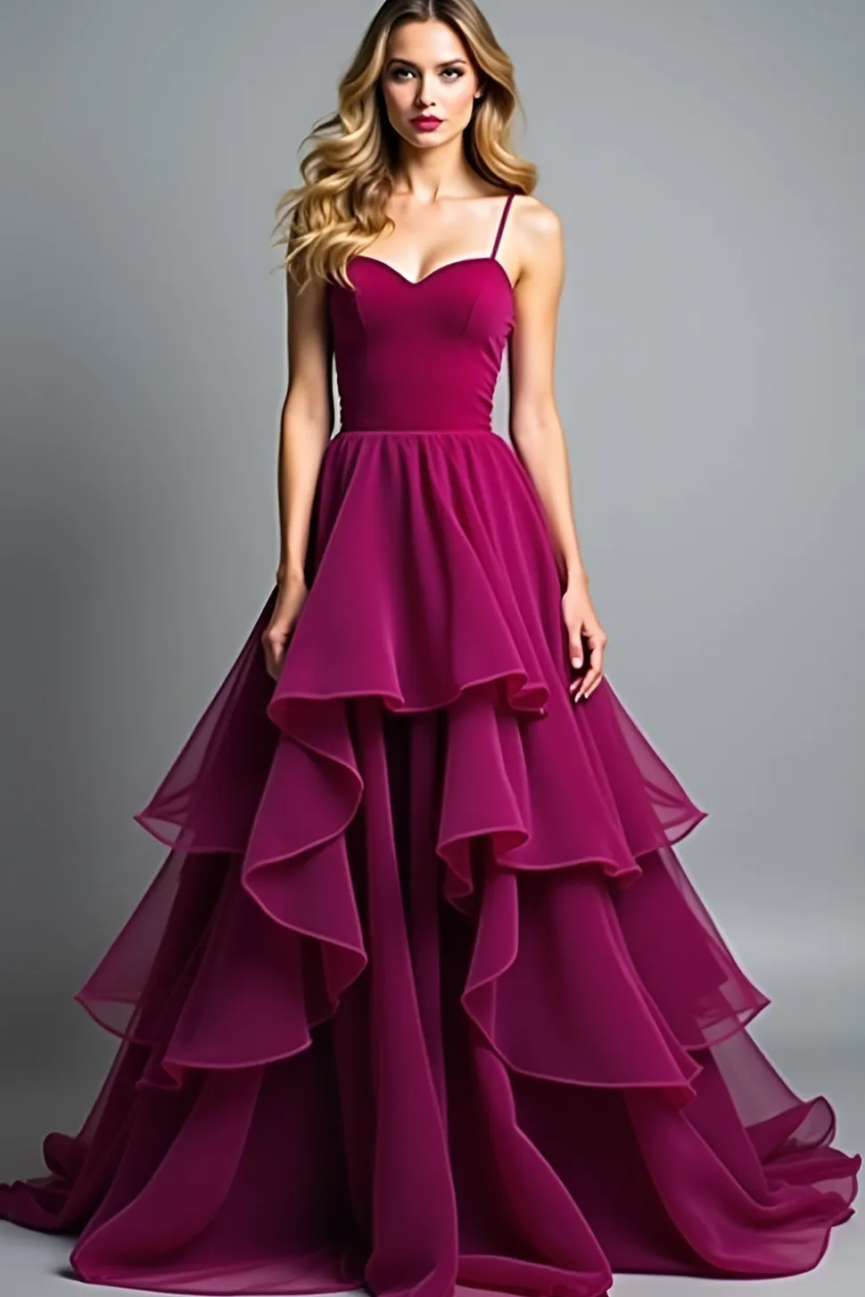 Roxo Escuro Organza Uma Linha Esparguete Correias Vestido Formal
