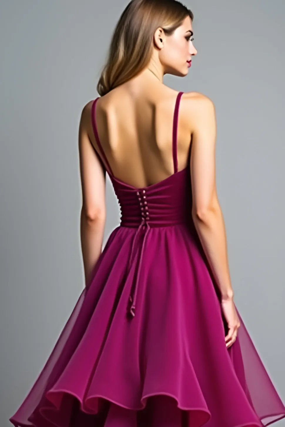 Roxo Escuro Organza Uma Linha Esparguete Correias Vestido Formal