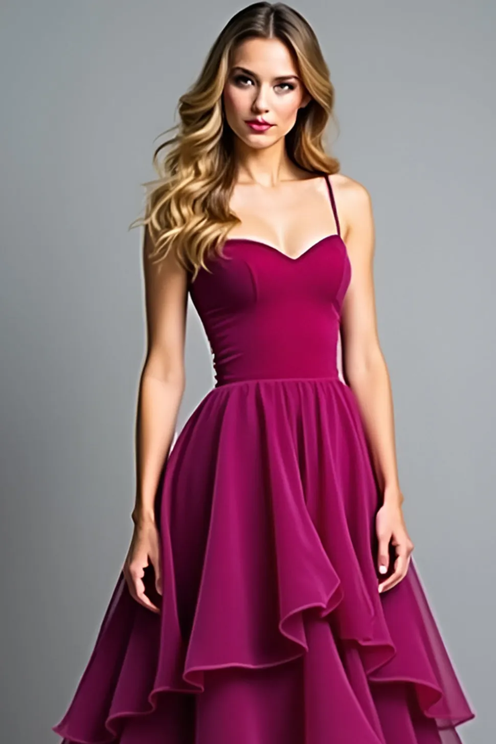Roxo Escuro Organza Uma Linha Esparguete Correias Vestido Formal