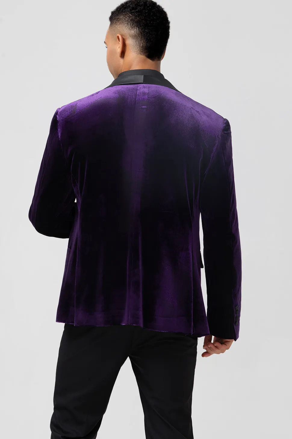 Roxo Escuro Xale Lapela Um Botão Masculino Prom Blazer