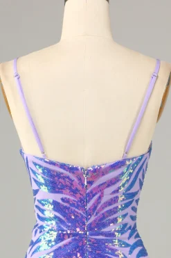 Roxo Esparguete Alças Bodycon Bodycon Homecoming Dress
