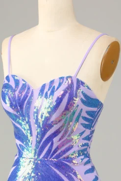 Roxo Esparguete Alças Bodycon Bodycon Homecoming Dress