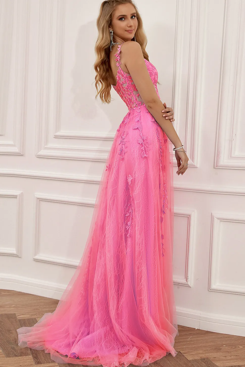 Roxo fora do ombro longo vestido de baile com apliques