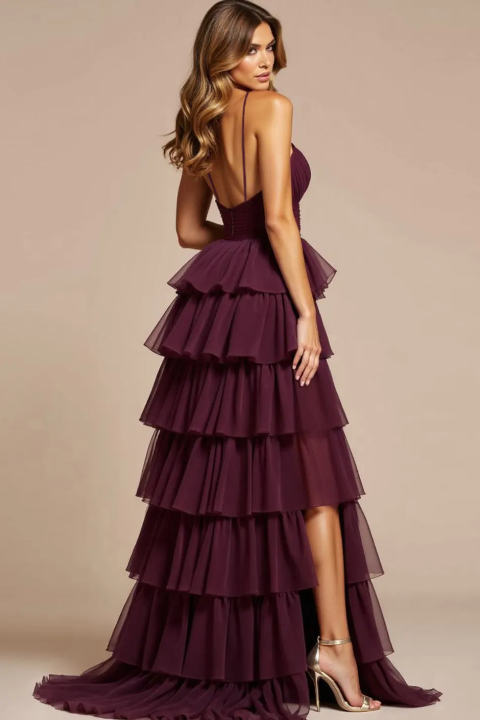 Roxo Linha-A Alças Finas Tule Longo Vestido de Baile com Fenda