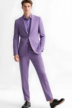 Roxo Pico Lapela Slim Fit 2 Peças Ternos Masculinos