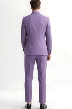 Roxo Pico Lapela Slim Fit 2 Peças Ternos Masculinos