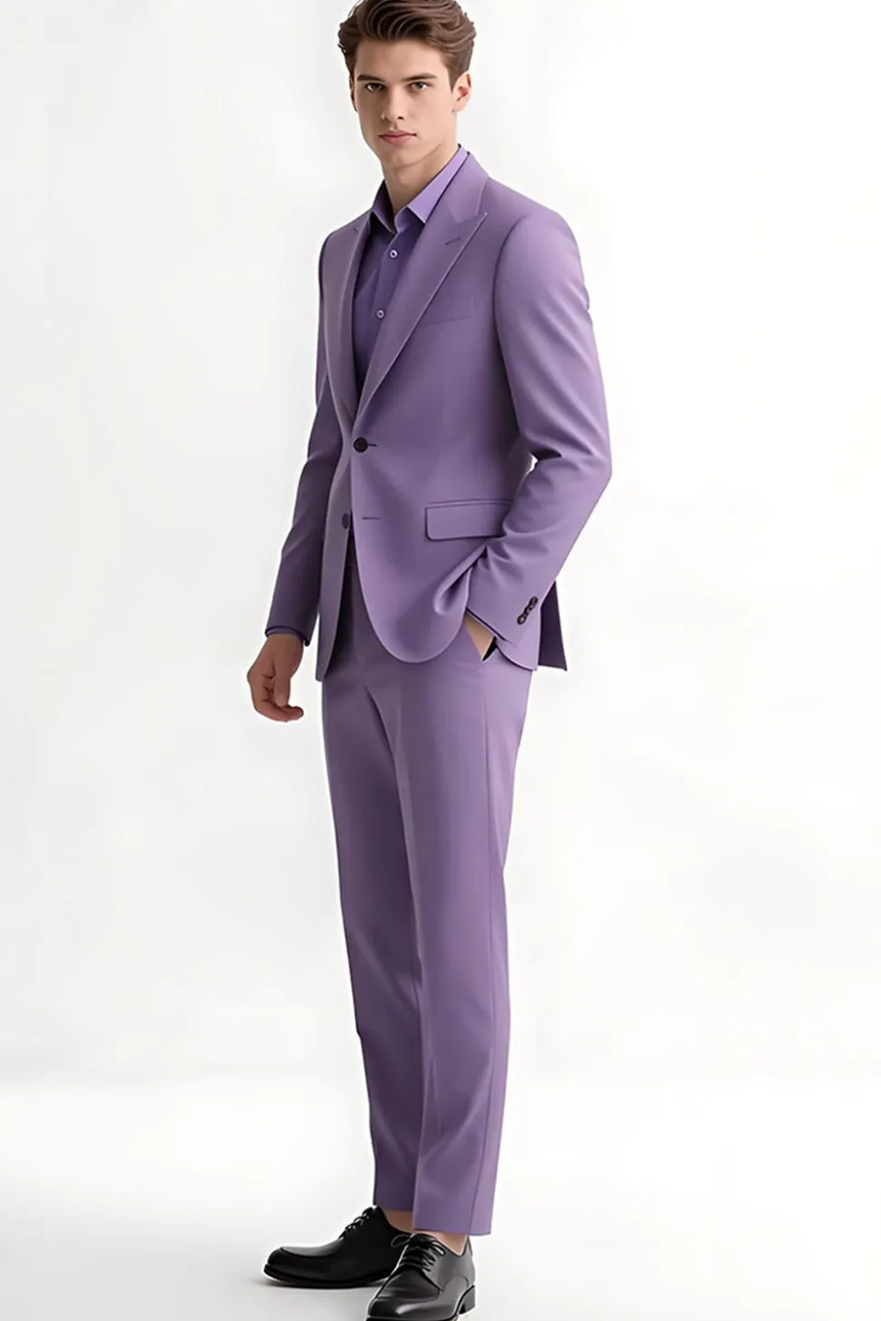 Roxo Pico Lapela Slim Fit 2 Peças Ternos Masculinos