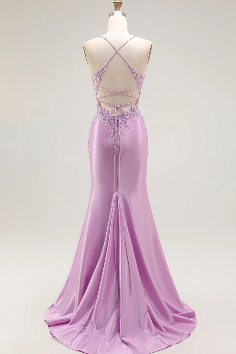 Roxo Sereia Espaguete Alças Finas Longos Vestido De Baile Com Fenda