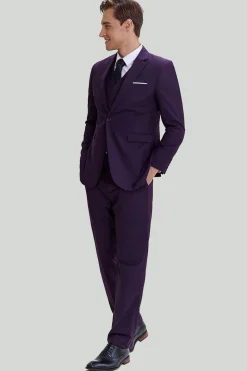 Roxo ternos masculinos lapela entalhada