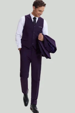 Roxo ternos masculinos lapela entalhada