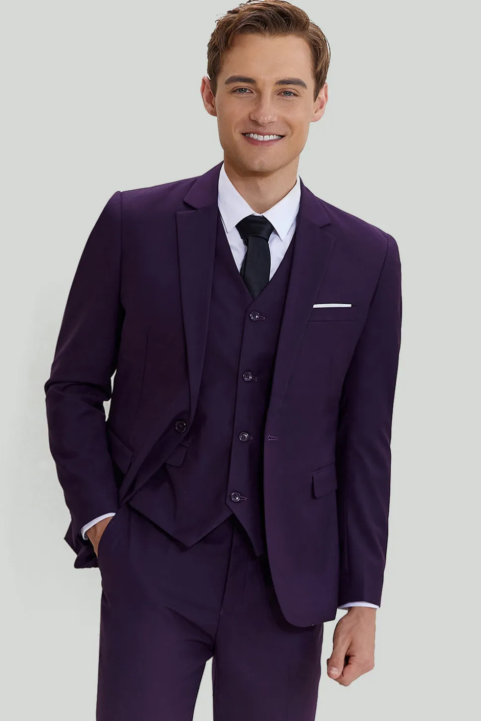 Roxo ternos masculinos lapela entalhada