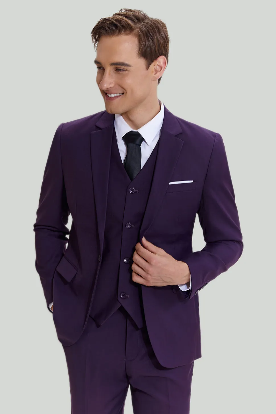 Roxo ternos masculinos lapela entalhada