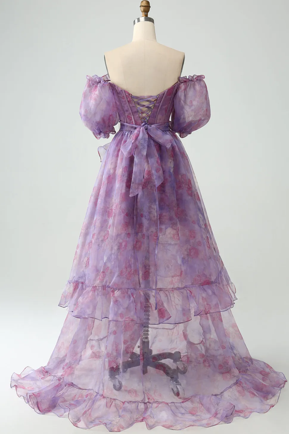 Roxo Uma Linha Pescoço Quadrado Corset Prom Dress Com Fenda