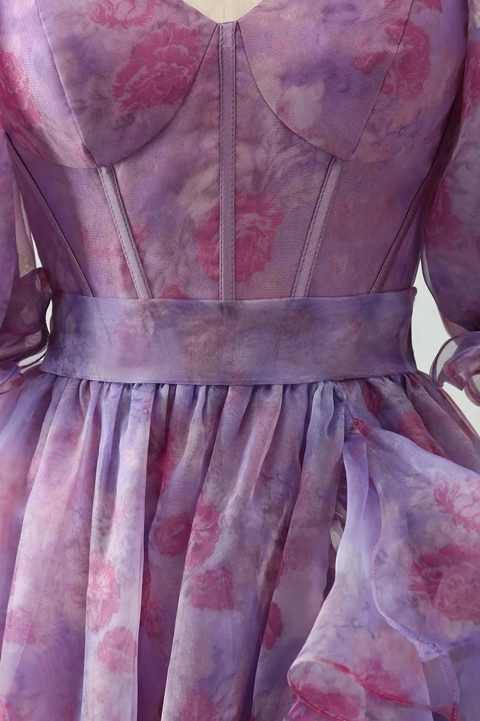 Roxo Uma Linha Pescoço Quadrado Corset Prom Dress Com Fenda