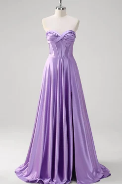 Roxo Uma Linha Querida Corset Long Prom Dress