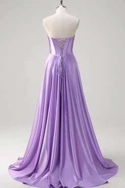 Roxo Uma Linha Querida Corset Long Prom Dress
