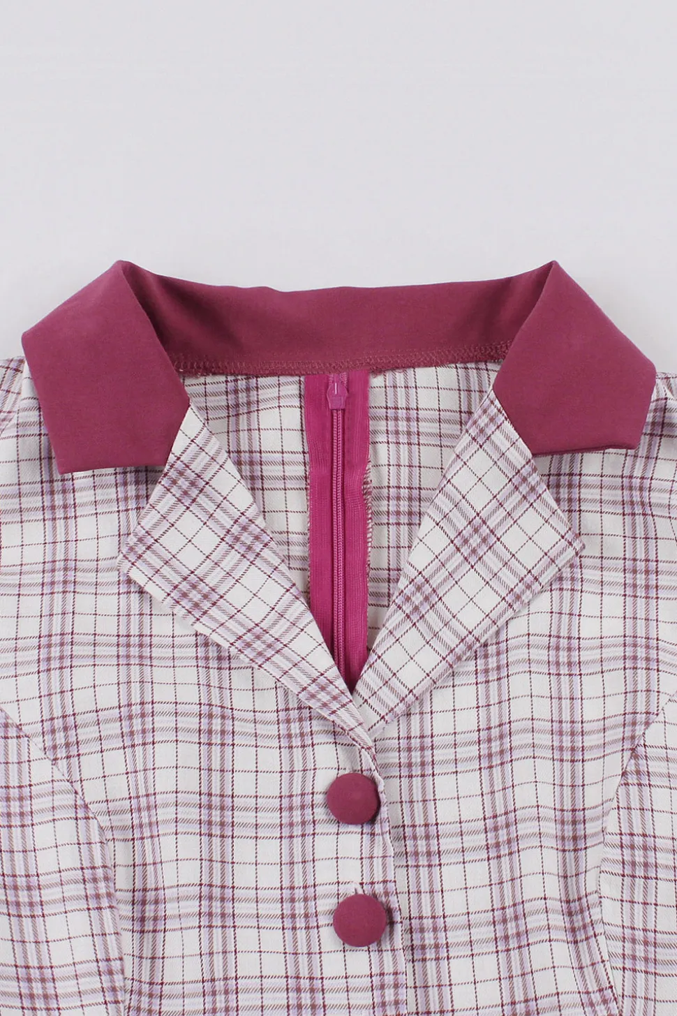 roxo vermelho xadrez mangas curtas swing vestido dos anos 1950