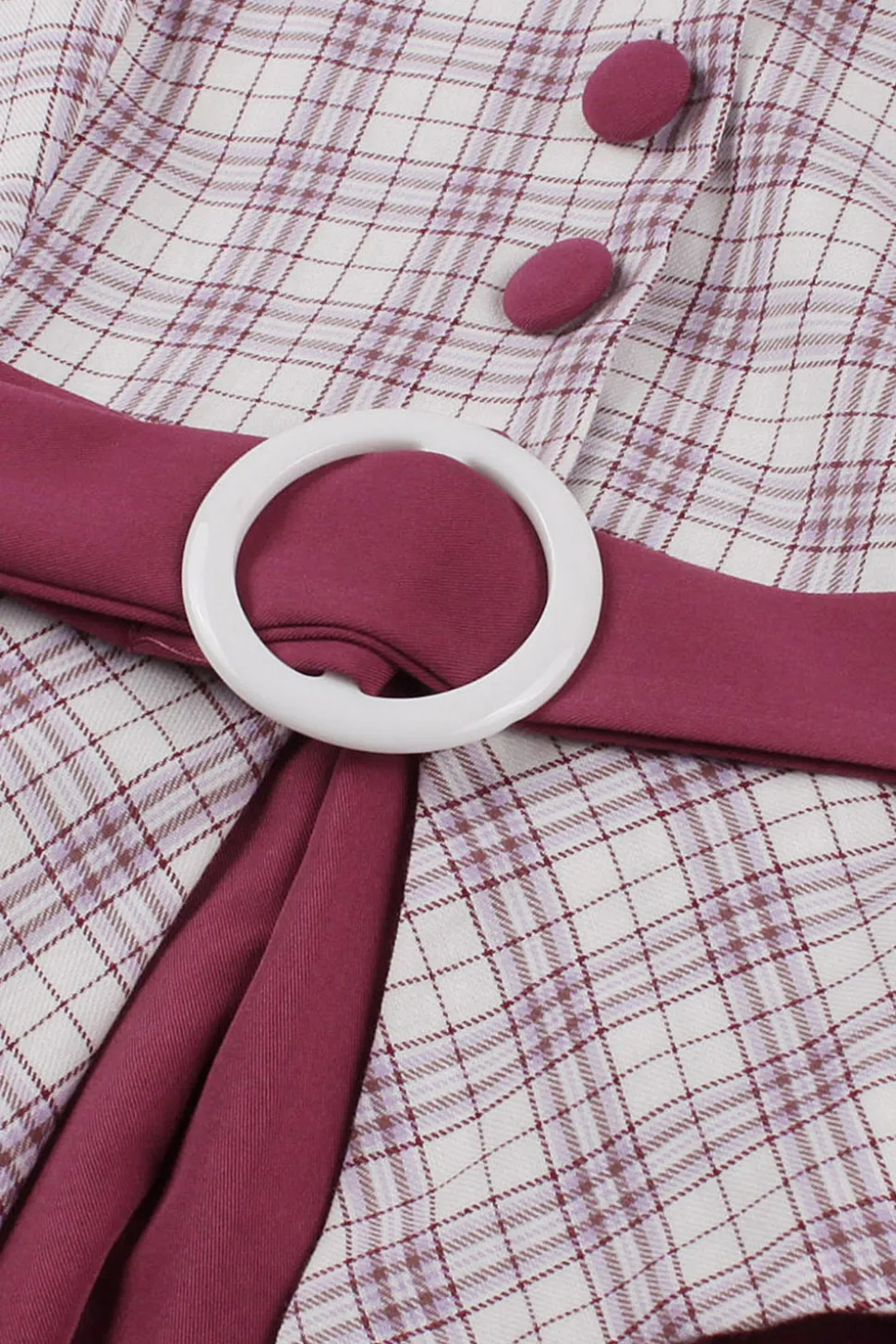 roxo vermelho xadrez mangas curtas swing vestido dos anos 1950