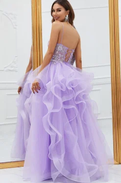 Roxo Vestido de Baile Com Renda
