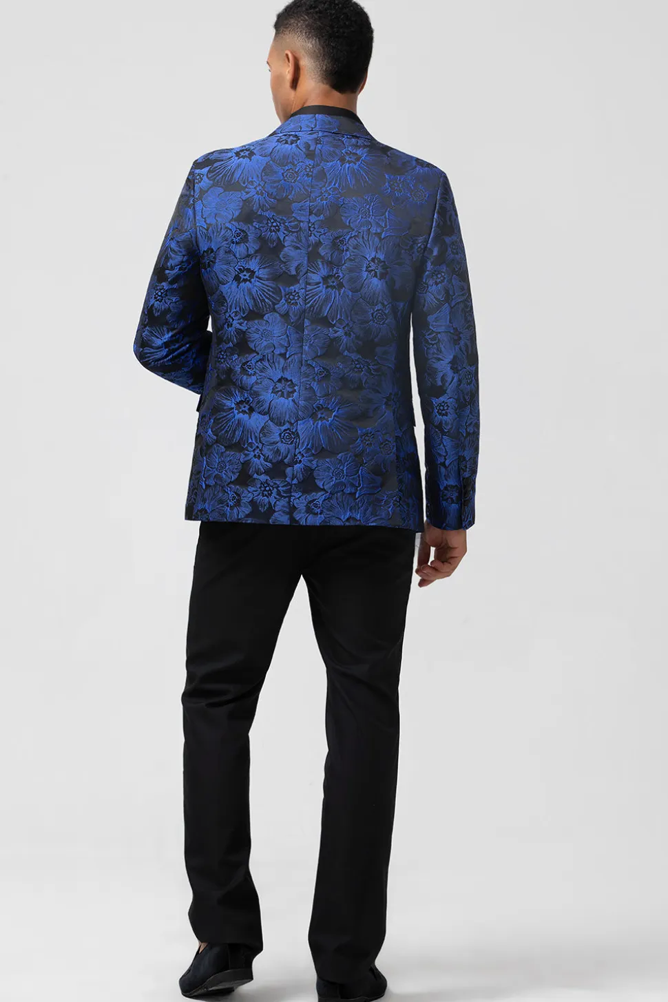 Royal Blue 2 Piece Pico Lapel Jacquard Fatos de Baile de Formatura Masculino