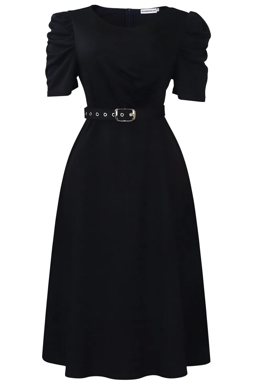 Royal Blue A Line V Neck mangas curtas vestido de cocktail com cinto