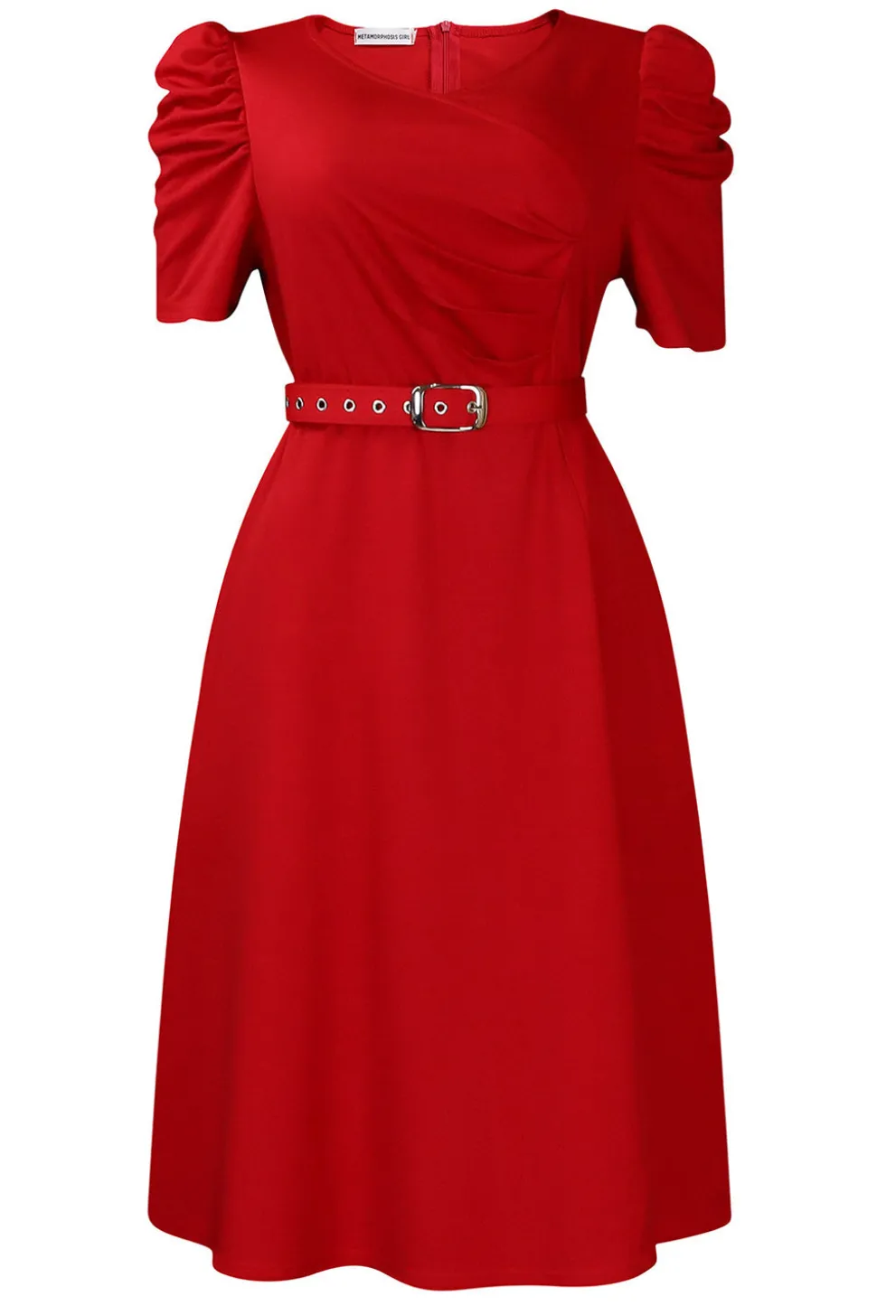 Royal Blue A Line V Neck mangas curtas vestido de cocktail com cinto