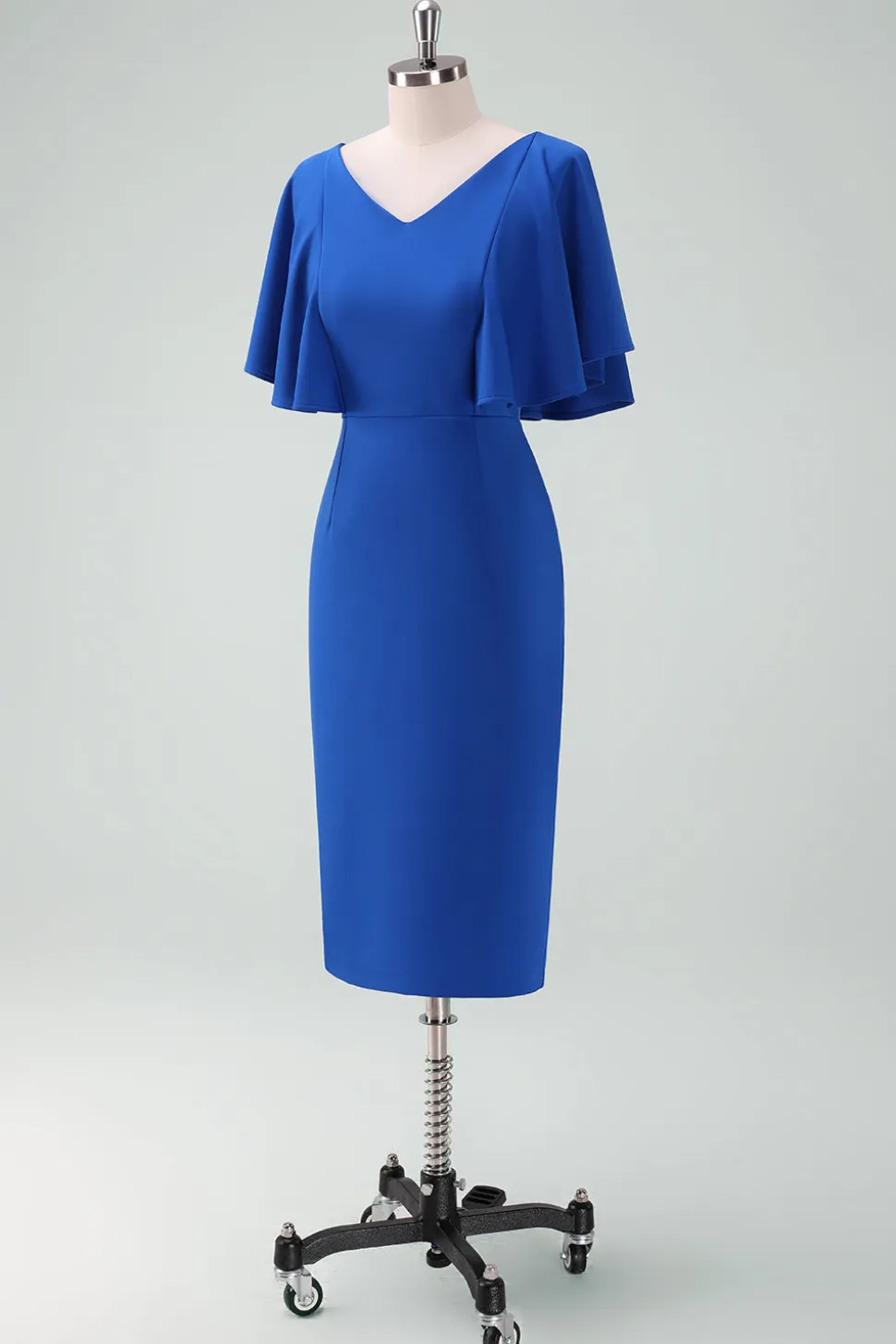 Royal Blue Bodycon Vestido da Mãe da Noiva com Mangas Curtas