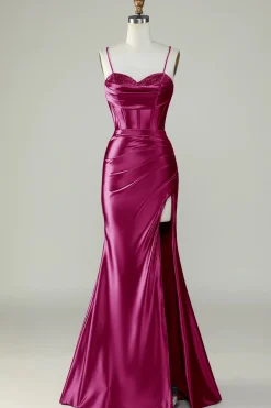 Royal Blue Espaghetti Correias Sereia Vestido Longo Baile de Formatura Com Fenda