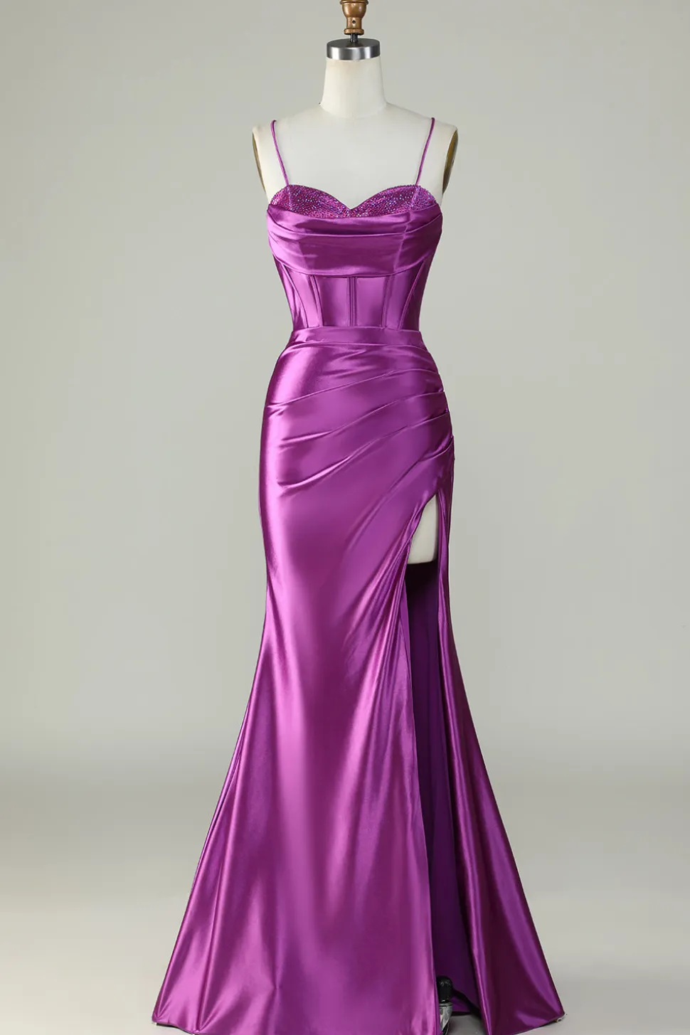 Royal Blue Espaghetti Correias Sereia Vestido Longo Baile de Formatura Com Fenda