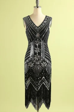 Royal Blue Glitter Fringe Gatsby 1920s Flapper Dress