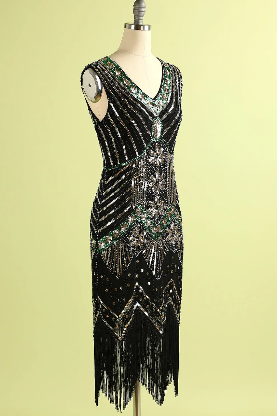 Royal Blue Glitter Fringe Gatsby 1920s Flapper Dress