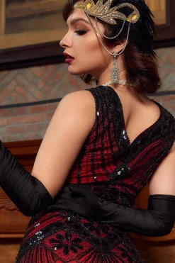 Royal Blue Glitter Fringe Gatsby 1920s Flapper Dress
