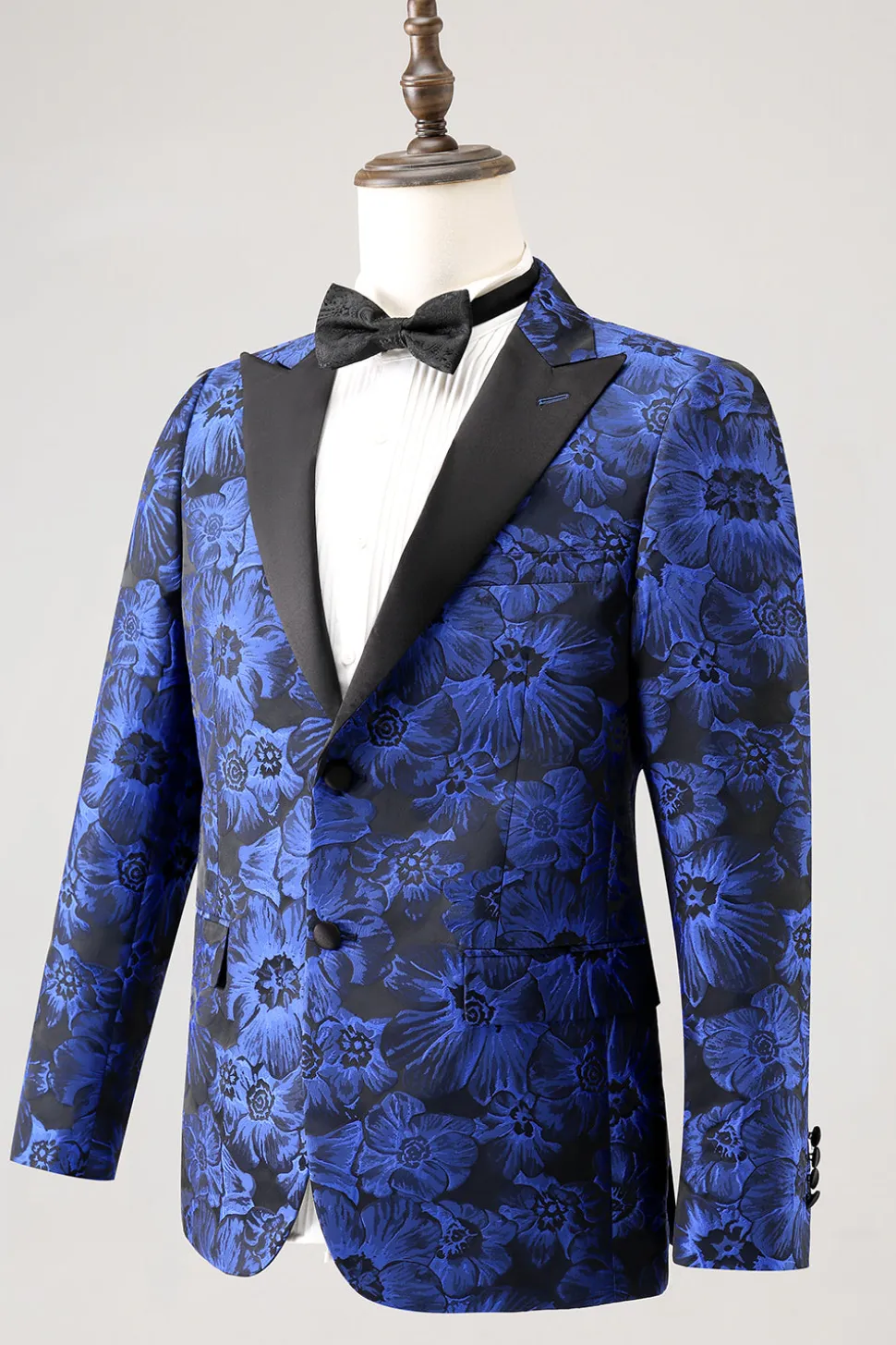 Royal Blue Jacquard Pico Lapela 2 Peças Homens Prom Suits