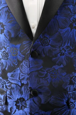 Royal Blue Jacquard Pico Lapela 2 Peças Homens Prom Suits
