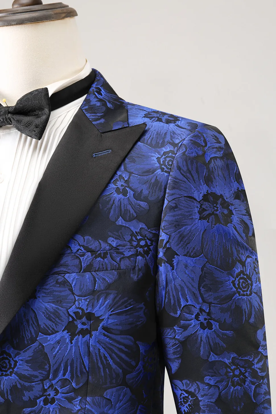 Royal Blue Jacquard Pico Lapela 2 Peças Homens Prom Suits