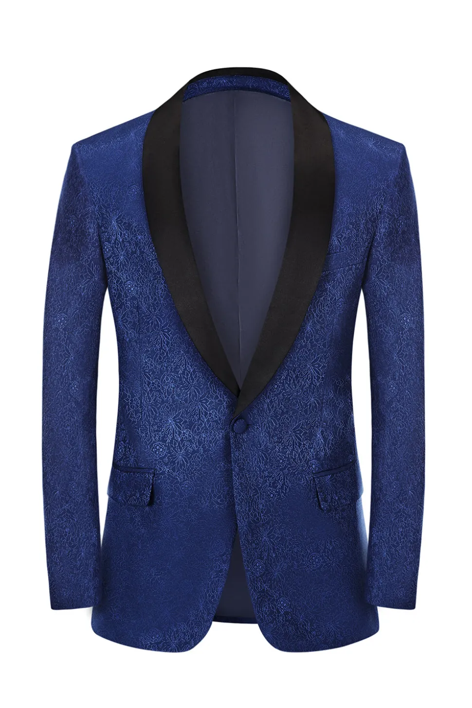 Royal Blue Jacquard Um Botão Xaile Lapel Prom Homecoming Blazer