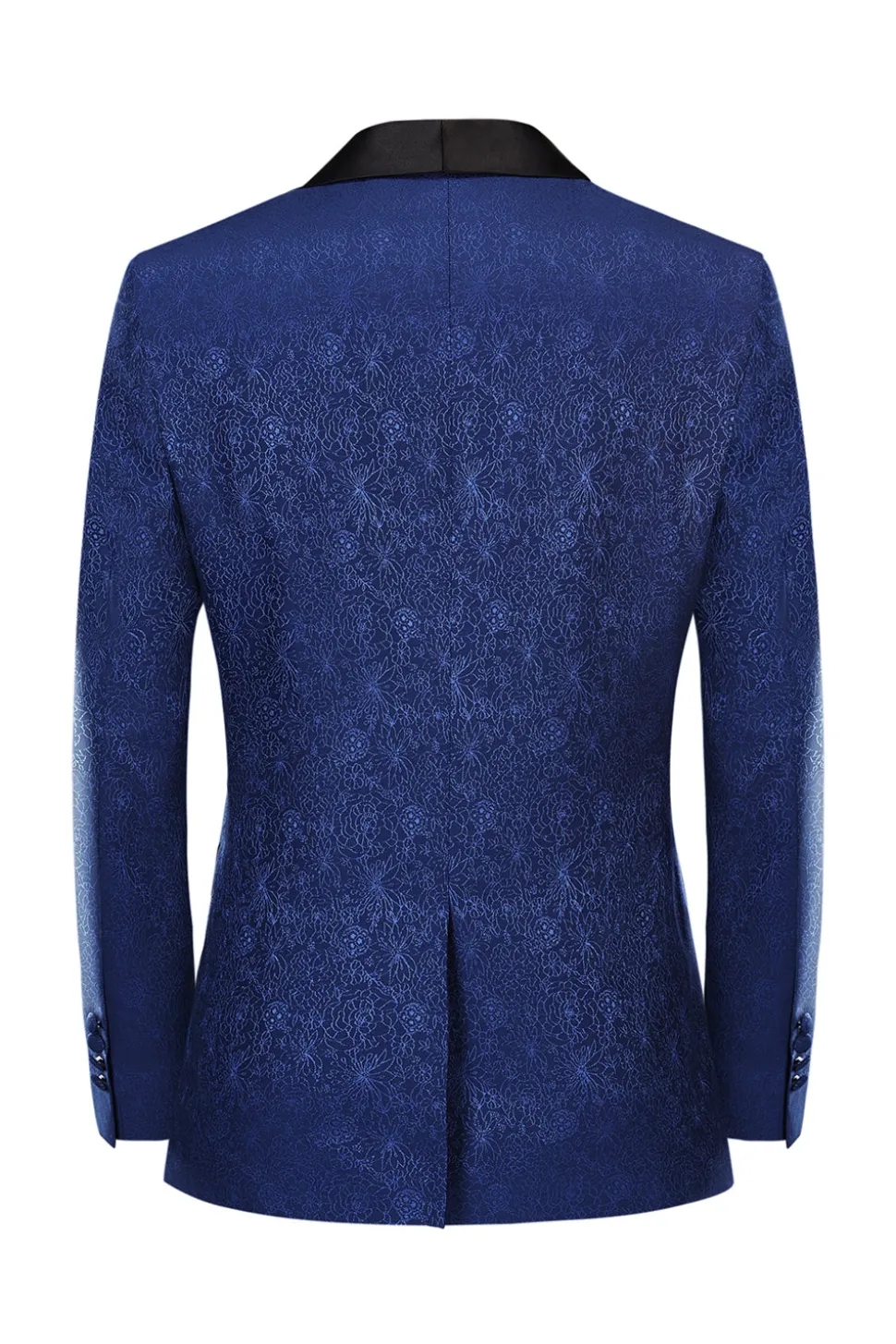 Royal Blue Jacquard Um Botão Xaile Lapel Prom Homecoming Blazer