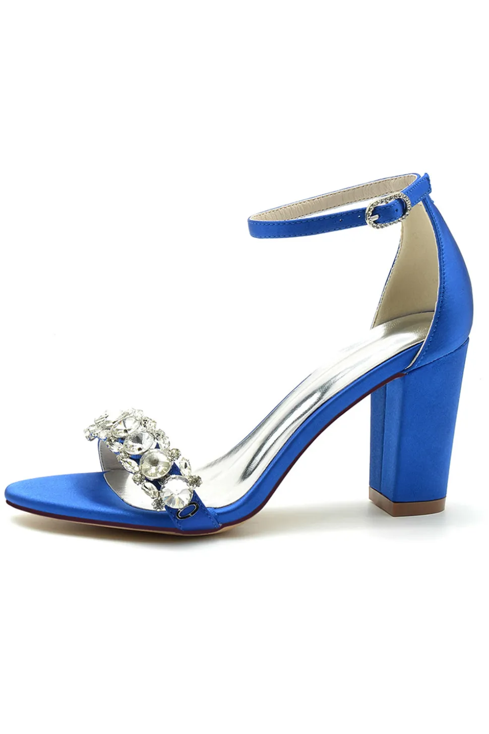 Royal Blue Rhinestone Tornozelos Alças Prom Sandálias