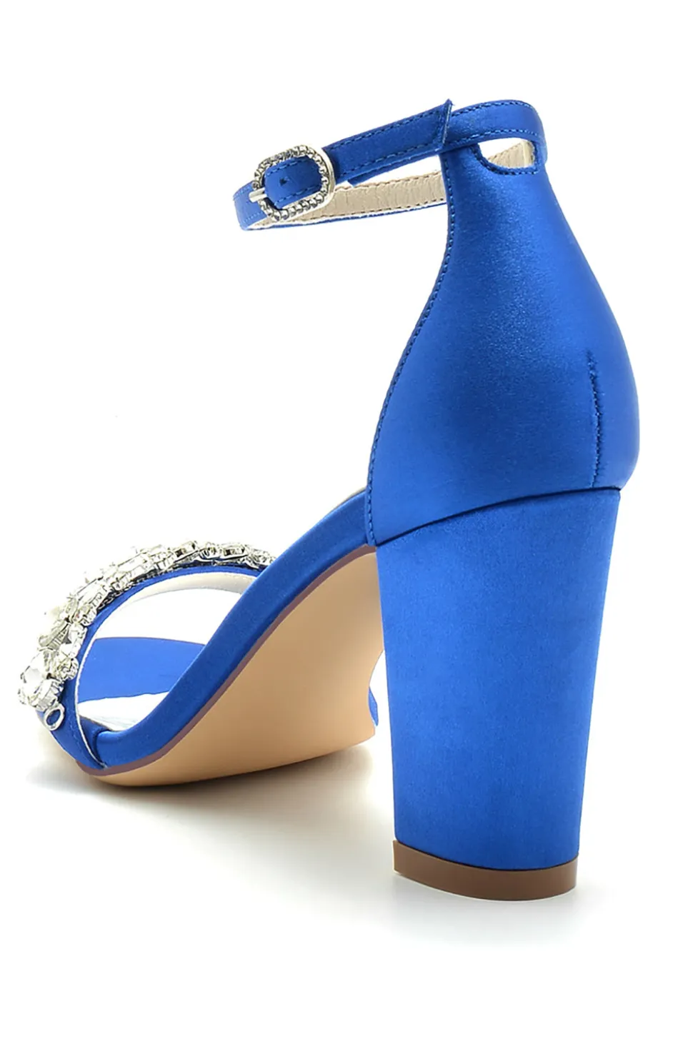 Royal Blue Rhinestone Tornozelos Alças Prom Sandálias