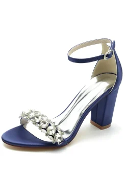 Royal Blue Rhinestone Tornozelos Alças Prom Sandálias