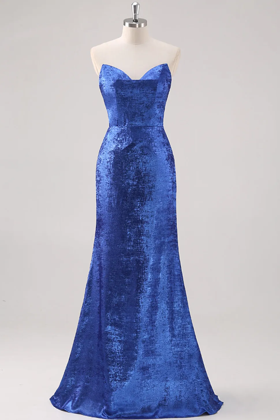 Royal Blue Satin Off The Shoulder Long Formal Dress com mangas destacáveis
