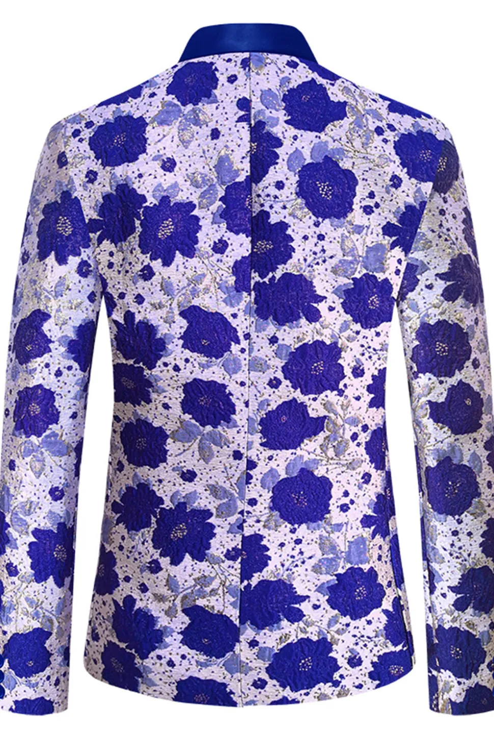 Royal Blue Shawl Lapela Jacquard Blazer Masculino Prom