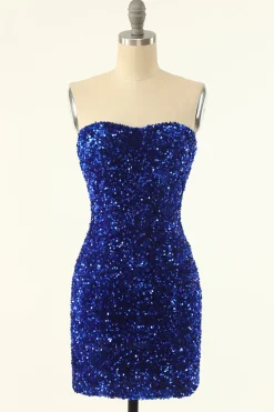 Royal Blue Sweetheart Sequins Tight Homecoming Dress