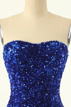 Royal Blue Sweetheart Sequins Tight Homecoming Dress