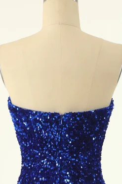 Royal Blue Sweetheart Sequins Tight Homecoming Dress