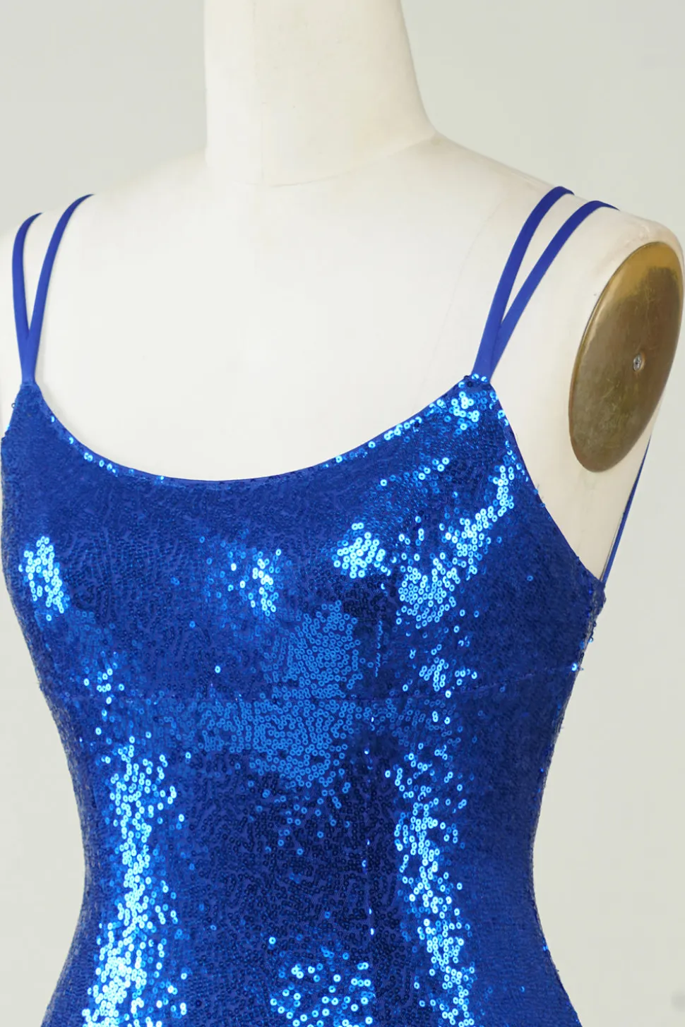 Royal Blue Tight Sequins Backless Homecoming Vestido